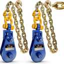 4 Ton (8,800Lbs) Snatch Block with 2.5FT G100 Chain & Grab Hook,Detachable Buckle,4.5" Sheave 1/2" Wire Rope,Heavy Duty Snatch Block Pulley for Towing,Logging,Car,SUV,Pickup Truck,1 Pair