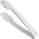 Restaurantware Disposable Serving Tongs 10 Count 9 Inch Plastic Scalloped Buffet Utensils Durable Secure-Grip White