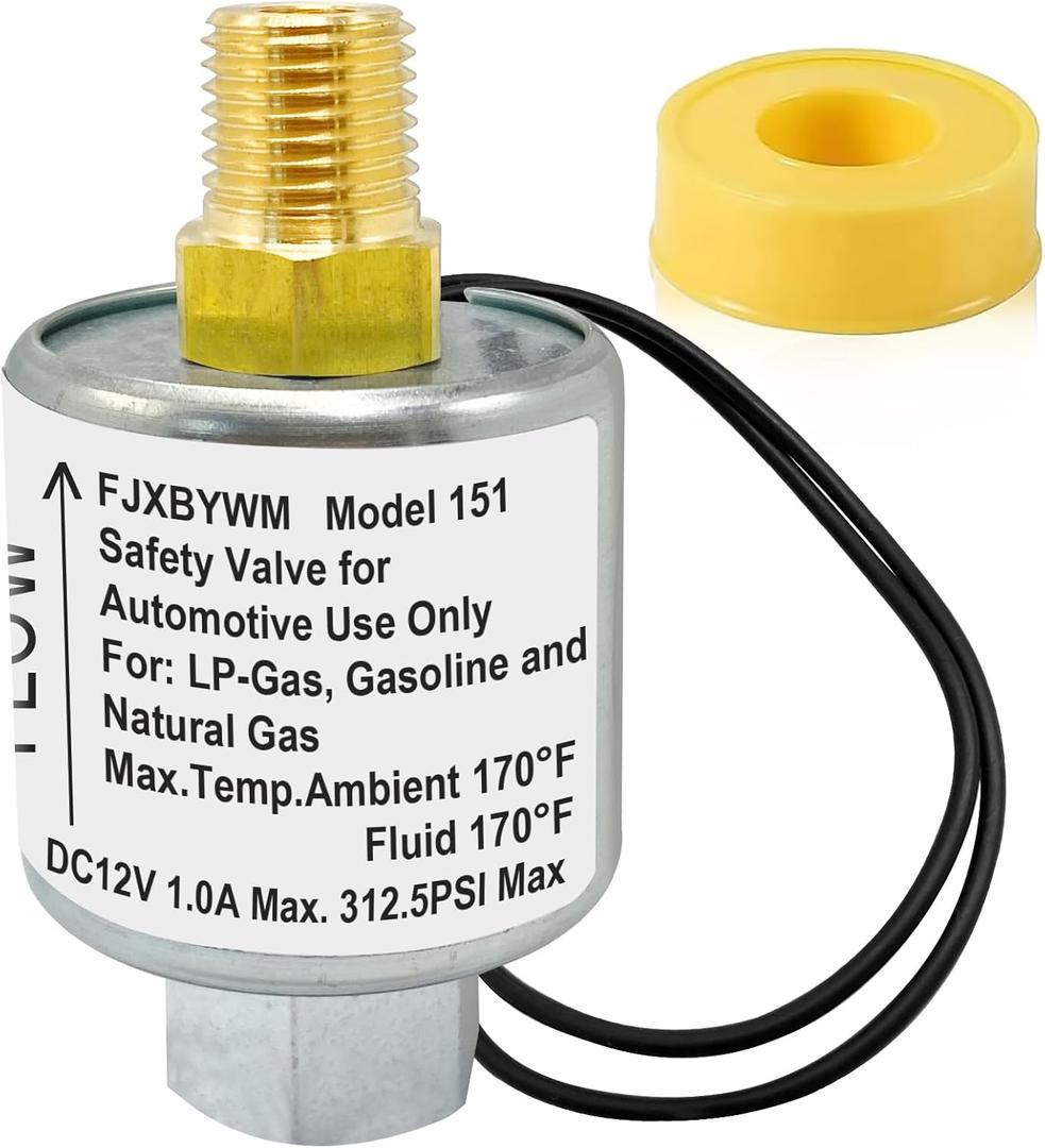Solenoid Valve, Propane 12v Solenoid Fuel Lock Off Valve Lock off Lpg Liquid Vapor Gas 1/4" NPT, 180 Fitting  For LPG Liquid/Vapor, Natural Gas, Diesel, Gasoline, Air Systems. Max 312.5 PSI.