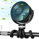 Momcozy Portable Stroller Fan, 8000mAh, 27H Ultra-long Battery Life, Detachable 4 Speed 360°Rotate, LED Night Light with 2 Modes, USB Rechargeable Handheld Cooling Fan for Travel, Car Seat, Bedroom