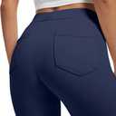 VIMPEP Womens Stretchy Yoga Dress Pants High Rise Straight Leg with Pockets Casual Petite/Regular 1202 (Blue, XS)