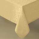 Romanstile Christmas Jacquard Rectangle Tablecloth - Gold Waterproof Damask Curly Floral Pattern Decorative Table Cloth, Heavy Weight Fabric Table Cover for Dining/Party/Holiday - 60 x 104 Inch