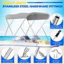 3 Bow Bimini Tops for Boats with Heavy Duty 304 Stainless Steel Frame & Hardware, 600D Oxford Boat Canopy Includes 2 Straps & 2 Rear Support Poles, Storage Boot, Durability & Stability