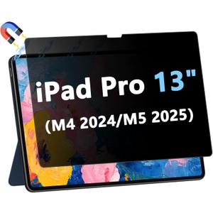 Magnetic Privacy Screen Protector for iPad Pro 13 Inch M4 2024/M5 2025 (7th/8th Generation), Anti-Glare & Blue Light Filter, Removable Privacy Film for iPad Pro 13", Easy Magnetic Attachment