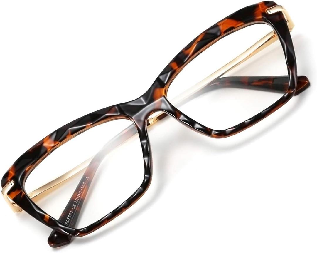 FEISEDY Crystal Cat Eye Reading Glasses Blue Light Blocking Reader Anti Eyestrain Glasses B2596 Leopard 3.00x