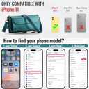 Wallet Case Compatible with iPhone 11 RFID Blocking 7-Card Holder Soft PU Leather Magnetic Snap Shoulder Strap Zipper Pocket Phone Case Fit for iPhone 11 for Women 6.1" - Blue Green