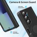 HikerClub for Galaxy Z Fold 7 (2025) Magnetic Stand Case, 360 Rotatable Ring Holder, Slim Fit Anti-Scratch Translucent Frosted Black Shockproof Cover