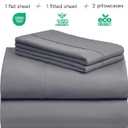 LuxClub 4 PC Queen Sheet Set, Queen Size, Deep Pockets 18" Wrinkle Free Cooling Bed Sheets Machine Washable Hotel Bedding Silky Soft - Light Grey Queen