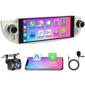 5GWiFi Upgrade Car Stereo Radio for Fiat 500 2007-2015, 4+64GB 6.8 inch Fiat Radio Built-in Carplay & Android Auto Voice Control Bluetooth GPS WiFi, EQ FM Steering Wheel Control Backup Camera