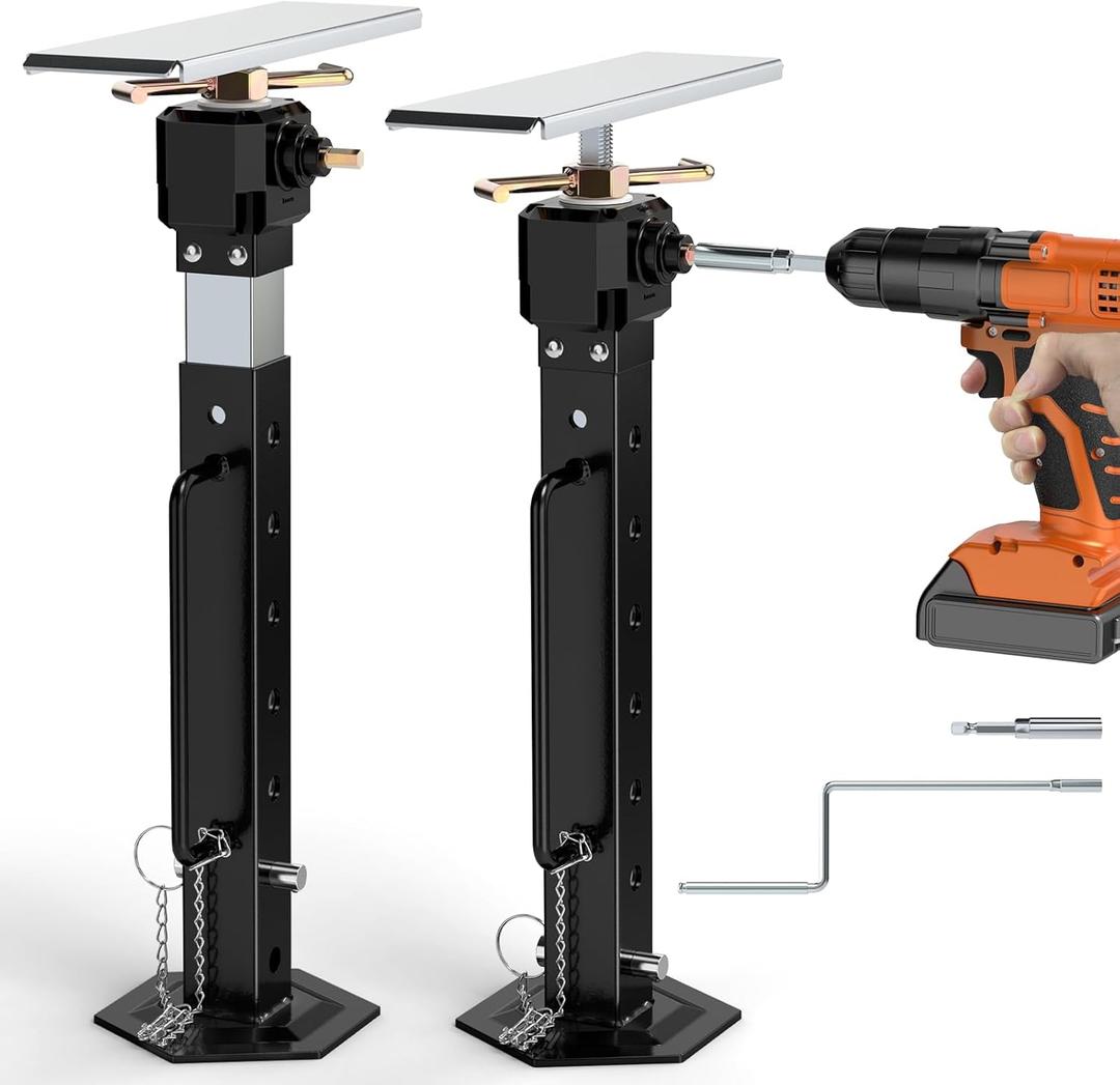 RV Slide Out Support Jacks 16"-36"(Electric Drill Adjust) 2 Pcs Heavy Duty RV Stabilizer Jacks for Camper and Travel Trailer, Supports Up to 5,000 lbs and Aluminum Gear Box