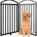 SNUOWU 2 Panels Full Matel Freestanding Dog Gates, 48" Extra Wide 36" Tall Free Standing Dog Pet Gate for Indoor & Outdoor. Foldable Pet Fences for Doorways, House, Stairs, Porch, Deck, Yard, 2 Panels48"W*36H"
