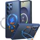 TORRAS 360 Spin Magnetic Stand for Samsung Galaxy S25 Ultra Case, Fit for Magsafe, Mil-STD Slim Protective S25 Ultra Case with Kickstand Rotatable, Aesthetic for Women Men, Ostand Spin, Navy Blue