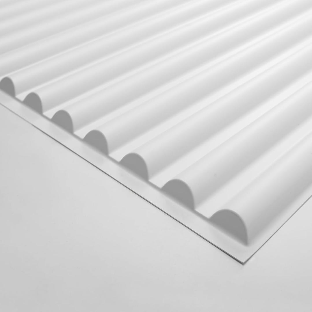 Art3d 2x4 ft Drop Ceiling Tiles in White, 12-Sheet Semi-Cylinder Design 3D Wall Panels for Interior Wall Decor 24x48 inch