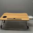 Garstc Foldable Lap Desk, Portable Bed Desk with Cup Holder, Tablet Slot & Storage Drawer, Portable Laptop Tray for Bed & Sofa, 24.5*18, Multifunctional Bed Table for Laptop, Writing, Reading