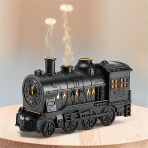 Train Diffuser 300ml, Aromatherapy Diffuser Cool Mist Ultrasonic Aroma Train Diffuser with Remote Control 2 Light 2 Mist Mode Auto Shut-Off for Bedroom Office Hotel (Dark Color)