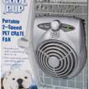 Cool Pup Crate Fan, 8x6.25x2.5 in Size  Quiet Battery Fan Keeps Dogs & Cats Cool with Built-in Thermometer, Silver