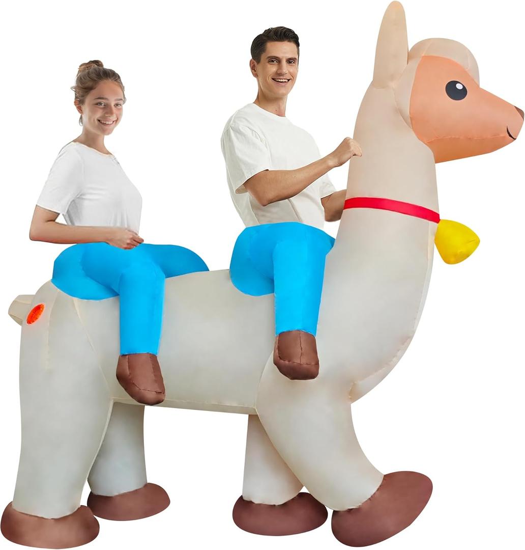 DAHAKII Funny 2-Person Inflatable Alpaca Costume Dual Person Team-Building Blow Up Suit/Outfit for Adults/Halloween/Cosplay/Mardi Gras/