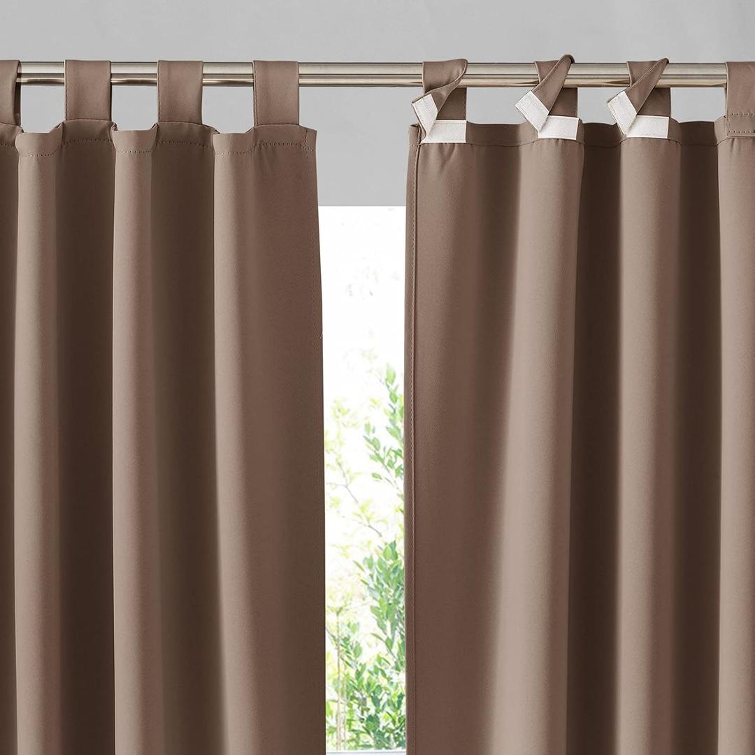 RYB HOME Outdoor Curtains for Patio - 2 Panels Detachable Sticky Top Outdoor Curtains Waterproof Blackout Privacy Thermal Insulating for Pergola Balcony Porch Arbor, W 52 x L 72 inch, Mocha