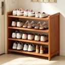 HOLTPHILI Bamboo Shoe Rack Shoe Cabinet Shelf Storage Organizer Shoe Stand for Entryway, Hallway, Bathroom and Living Room, 4 Tier Brown