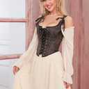 Alivila.Y Fashion Womens Sexy Vintage 1920s Renaissance Lace Trim Corset Bustier (Brown)