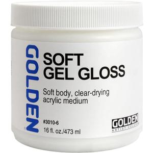 Soft Gel Gloss by GOLDEN, 16 fl. oz. Jar, Professional Acrylic Gel Medium, Transparent