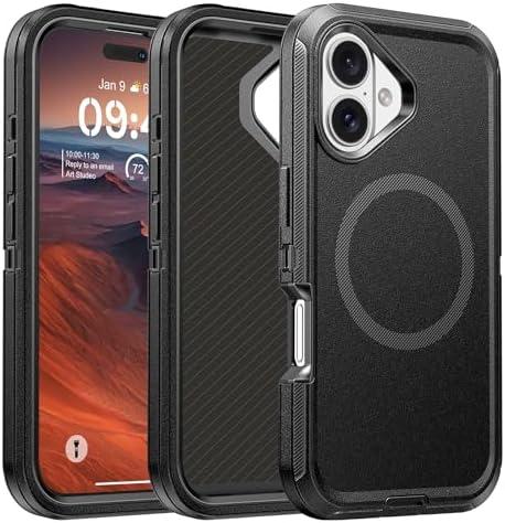 for iPhone 17 Case Compatible with MagSafe，Shockproof, 3-Layer Drop Protection, Heavy Duty Magnetic Protective Phone Case Cover, 6.3", Black