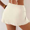 MakeMeChic Women's Swimsuit Coverup Beach Cover Ups Starfish Mini Skirt (Yellow, M)
