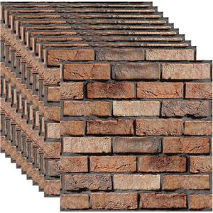3D Wall Panels Peel and Stick - 10 Pack Brick Textured PVC Panels, Waterproof Self-Adhesive Wall Tiles for Accent Walls, Kitchen, Bathroom, Bedroom & Office Decor