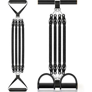 Multifunction Tension Rope, 2 Tubes Stretch Yoga Pedal Tension Strap, Adjustable Resistance, Tension Rope Fitness Equipment (Black)