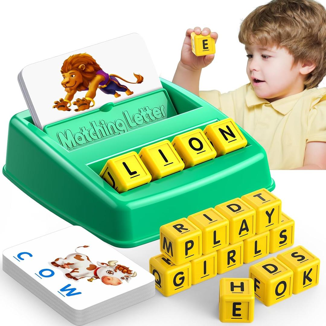 Educational Toys for 3 4 5 Year Old for Toddlers 2-4 Year Matching Letter Games for 3-5 Montessori Toys for Kids Toy for Ages 2-4 4-6 Birthday Halloween Christmas Easter Gifts for 3-5 Year Old (Green)