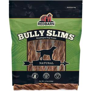 Redbarn Bully Slims Esophagus Dog Treats  4.7 oz Bag  Single Protein Made with Natural Beef Esophagus, Slow-Roasted for Maximum Flavor  No Rawhide, Highly Digestible Chew, Gluten-Free (4.7 Ounce (Pack of 1))