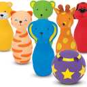 Melissa & Doug K's Kids Bowling Friends Play Set and Game with 6 Pins and Convenient Carrying Case Indoor Outdoor Bowling Set, Soft Plastic Animal Pins, for Ages 2+