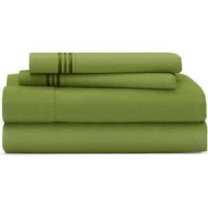 Cosy House Collection Everyday 1500 Series Bed Sheet Set - Ultra Soft & Cool Hotel Bedding - Deep Pocket - Wrinkle, Stain and Fade Resistant - 4 Piece Set (King, Olive Green)