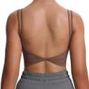 Aoxjox Women's Workout Sports Bras Fitness Yoga Crop Tank Twist Back Cami (Medium, 1 Fudge Coffee)