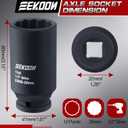 Feekoon Axle Nut Impact Socket, 30mm, 12 Point, 1/2 Inch Drive, CR MO, Spindle Nut Socket for Removing Axle Shaft Nuts, Universal Fit Nuts Remover, Deep Well Hub Release Tool for Impact Wrench