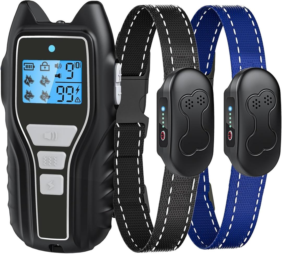 Asrcs Shock Collar for Dogs 2 Dogs (15-120lbs) 2000FT Dog Shock Collar with Remote Control Waterproof Dog Training Collar with Remote 4 Safe Modes Rechargeable Lock Flash Light for All Breeds - BL
