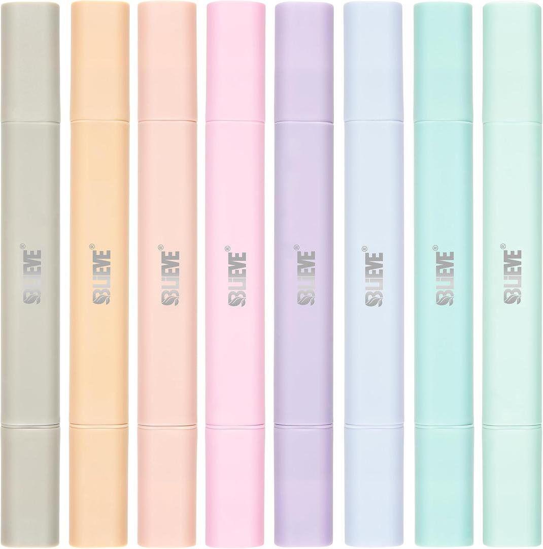 BLIEVE- Aesthetic Bible Highlighters No Bleed Through Assorted Colors, Cute Highlighter Dual Tip For Journaling Supplies And School Accessories, Bible Highlighters And Pens No Bleed (PASTEL)