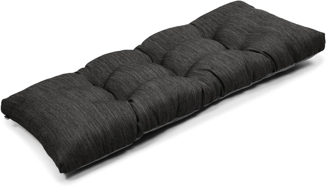 baibu 42 Inch Classic Solid Color Bench Cushion with Ties, Super Soft Indoor Outdoor Rectangle Bench Seat Cushion Standard Size Foam Pad with Non-Slip Bottom - One Pad Only (Black, 42x15x3in)