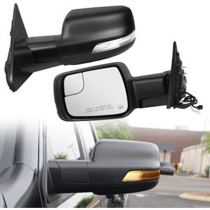 19-24 Left Driver Side Mirror Compatible with Ram 1500 2019 2020 2021 2022 2023 2024 2025, W/Heated/Power Folding/Power Glass/Puddle Light/Signal Light(14pins), Standard Driver Side Mirror Size