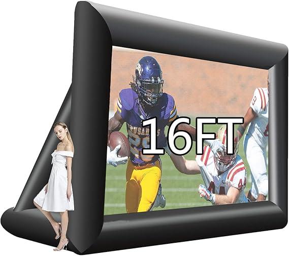 16ft Inflatable Projector Screen, Outdoor Projector Screen, Front/Rear Projection, Including Blower, Pedestal, Straps and Storage Bag
