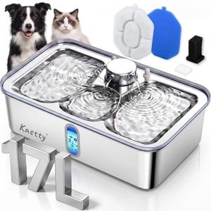 Kastty 17L/4.5 Gal Stainless Steel Dog Water Fountain for Large Dog,FS84