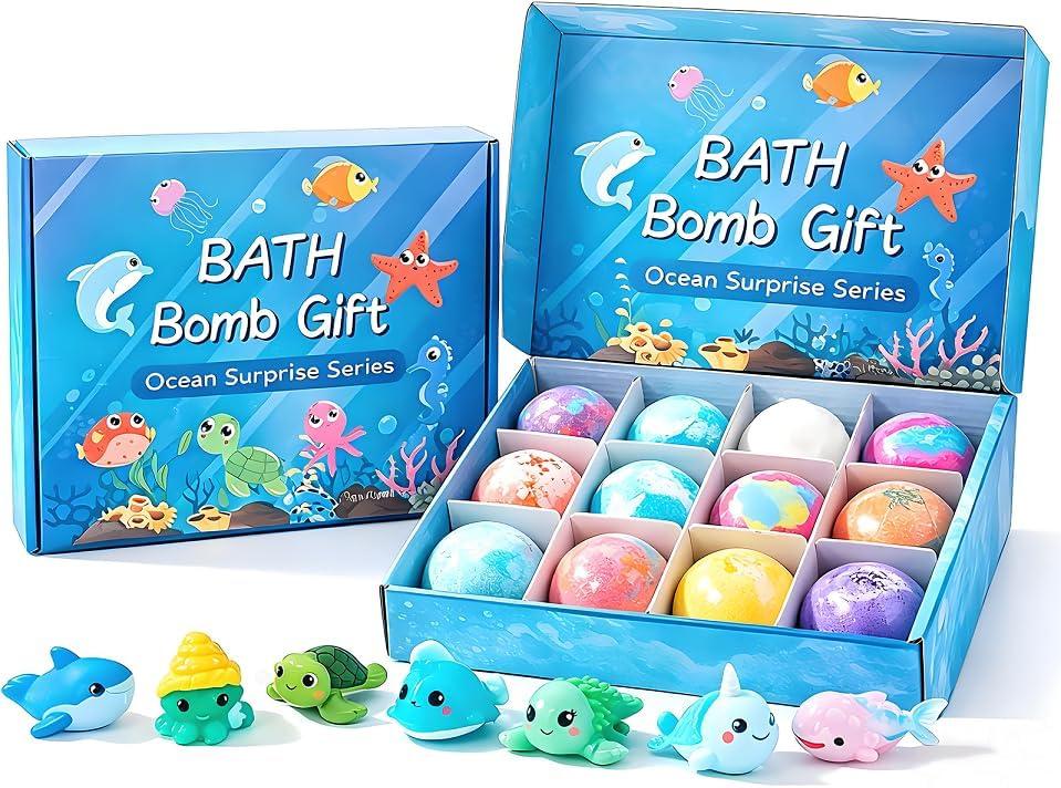 12 Pack Bath Bombs with Toys Inside,2026 Upgraded Bubble Bath Fizzies with Surprise Spring Toys Inside, Gentle Kids Bath Bombs for Boys & Girls, Birthday Gifts & Party Favors