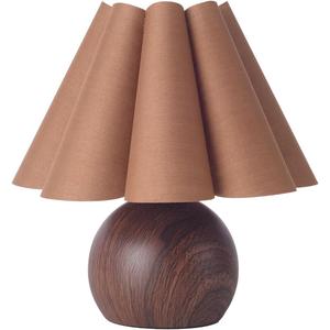 KUNJOULAM Cute Small Table Lamp, Modern Bedside Nightstand Lamp with Coffee Fabric Lampshade, Metal Base for Bedroom Home Office Decor (Without Buld)