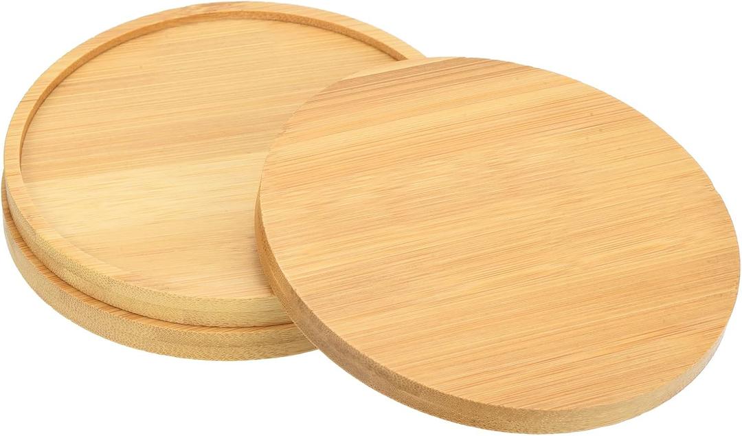 PATIKIL Plant Pot Saucer 4.7 Inch OD, 3 Pack Bamboo Round Flower Drip Tray for Home Indoor
