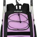 Goloni Youth Baseball Bag,Baseball Backpack with Shoes Compartment,Softball Bag with Fence Hook for T-Ball Bat & Equipment, 10*5*6, Dark Purple