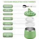 Itslife 14oz Vacuum Insulated Soup Thermo for Hot Food, Kids Lunch Container with Leakproof Buckle Lid, Wide Mouth Stainless Steel Food Jar with Spoon