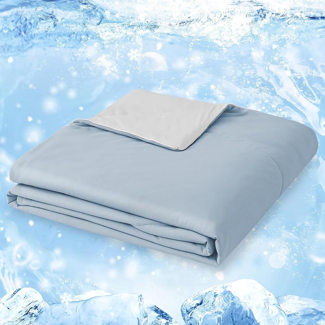 Style Quarters Cooling Comforter Queen Size, Lightweight Summer Comforter for Hot Sleepers and Night Sweats, Reversible Breathable Cool Blanket, 90"x90" Blue&Grey (Ocean Slate)