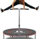 40" Mini Rebounder for Adults with Bungee Cords, 450/550LBS Quiet Indoor Exercise Trampoline with Adjustable Foam Handle Bar for Gym Workout, Home Fitness