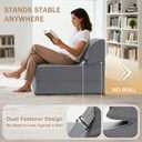 BeBen Folding Sofa Bed Chair, Convertible Sleeper Chair Futon Couch, Foldable Boneless Floor Lounge Sofa, Twin Foam Chair Bed for Small Spaces, Dorm, Guest Room, Living Room, Apartment, Dark Grey