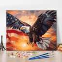 Rebotipy DIY Paint By Number White Headed Eagle Paint By Numbers for Adults Flag of the United States Paint By Numbers on Canvas Paint By Numbers Kit for Adults for Beginner Modern Decor Art 16x20 in (Color-01)